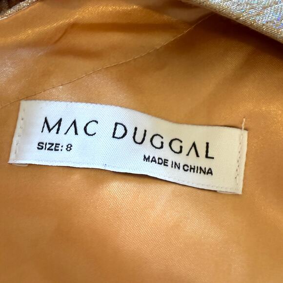 Mac Duggal One Shoulder Metallic Ruffled Evening Gown In Oyster 66975 Size 8 New - Picture 15 of 16